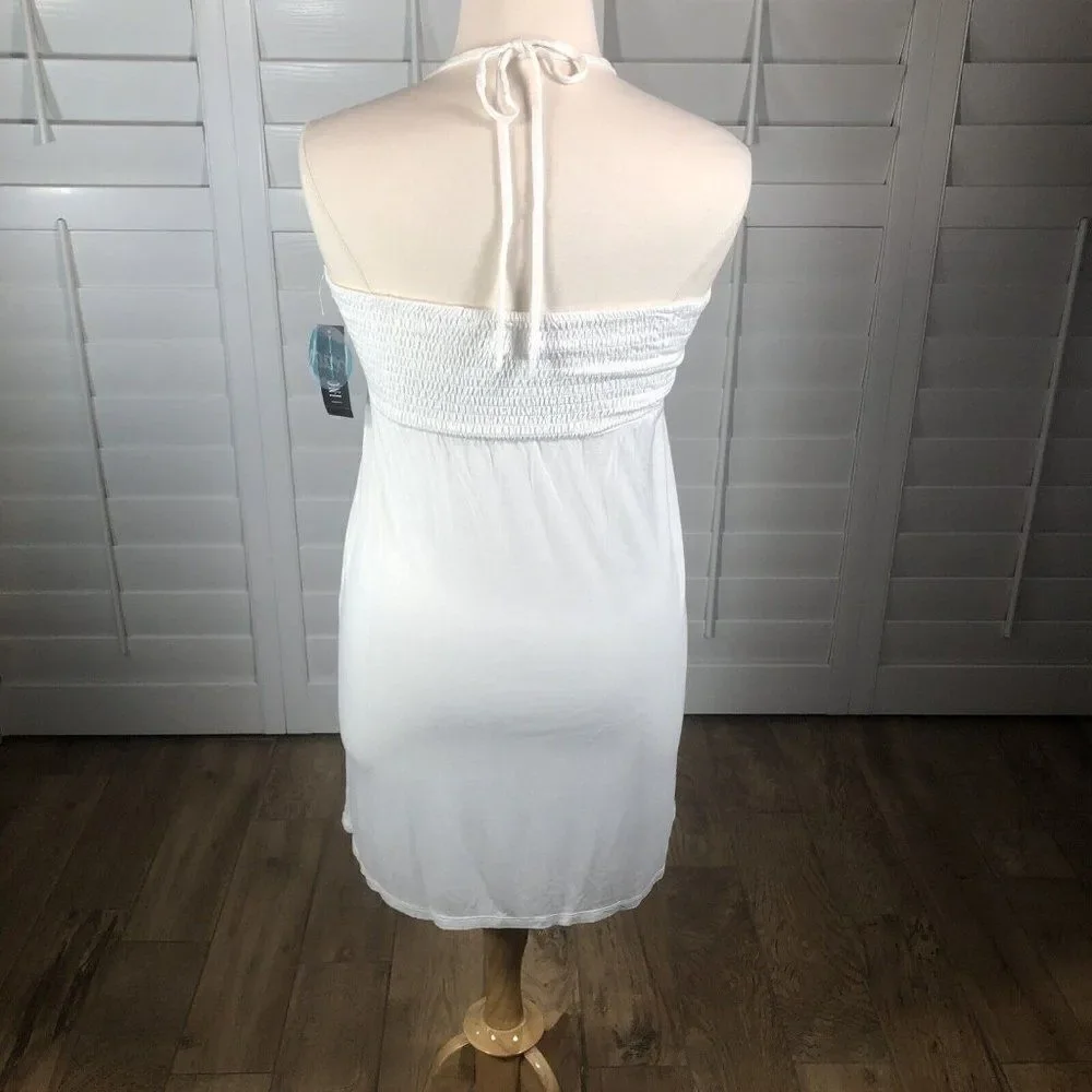 NEW Inc Beach White Swim Cover Large Beach Dress Rayon Crochet A Line
